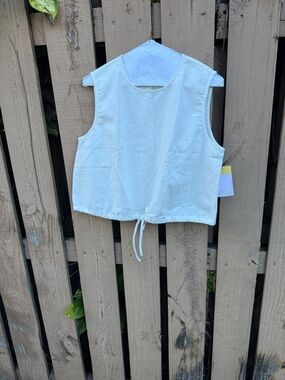 Women’s White Drawstring Crop Tank Top